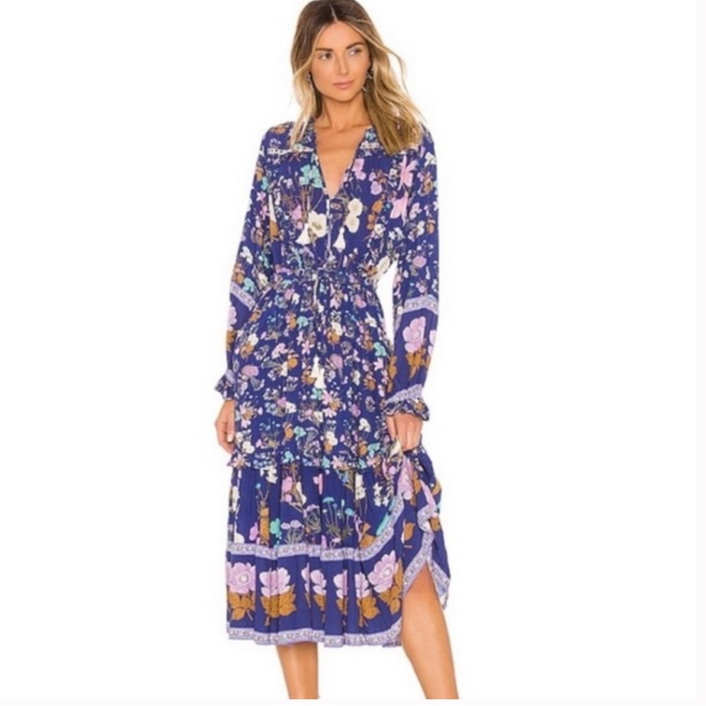 Spell Blue Floral Midi Dress